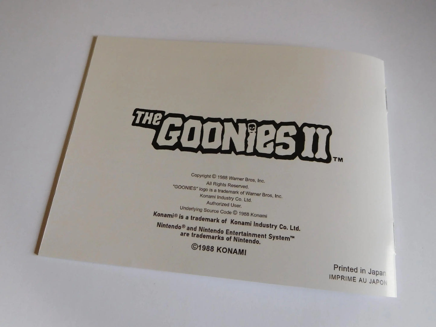 Notice The Goonies II NES - Français - - RGUNIVERSE STORE
