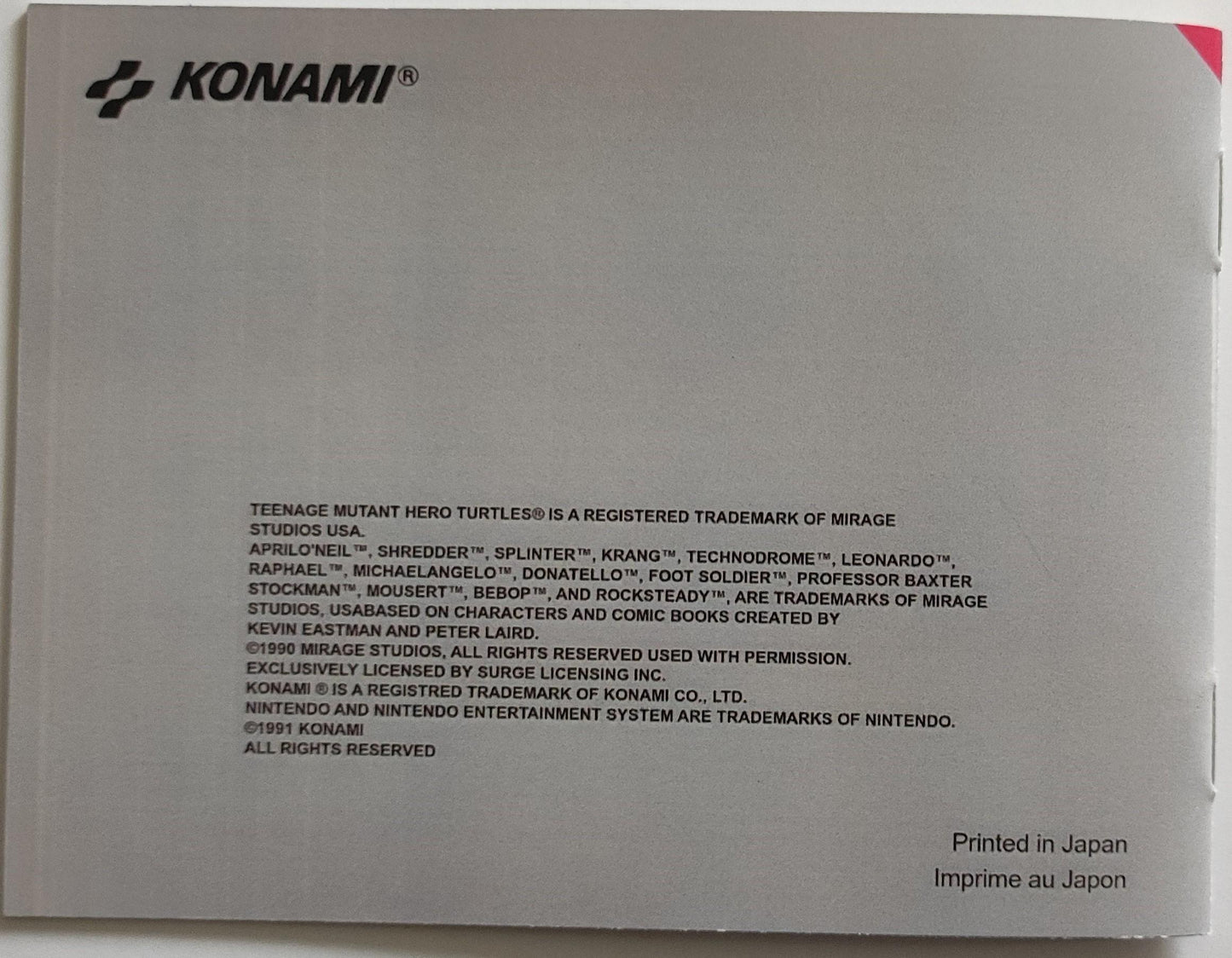 Notice Teenage Mutant Hero Turtles II: The Arcade Game NES - Français -