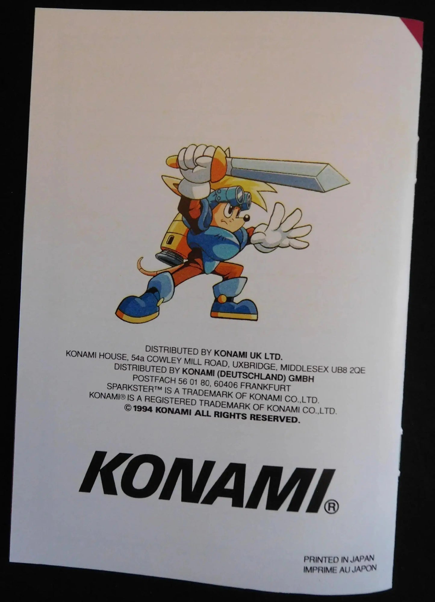 Notice Sparkster - SNES - Français - - RGUNIVERSE STORE