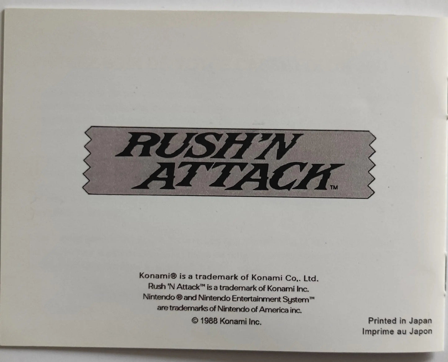 Notice Rush'n Attack NES - Français - - RGUNIVERSE STORE