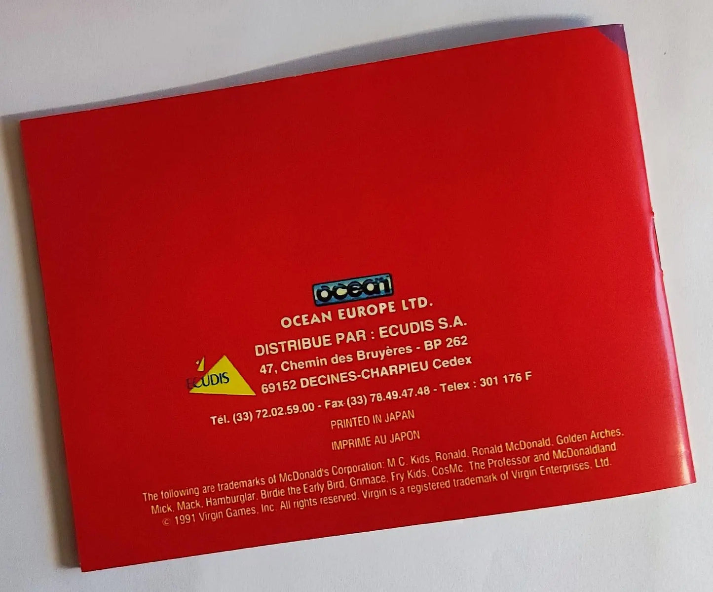 Notice McDonaldland NES - Français - - RGUNIVERSE STORE