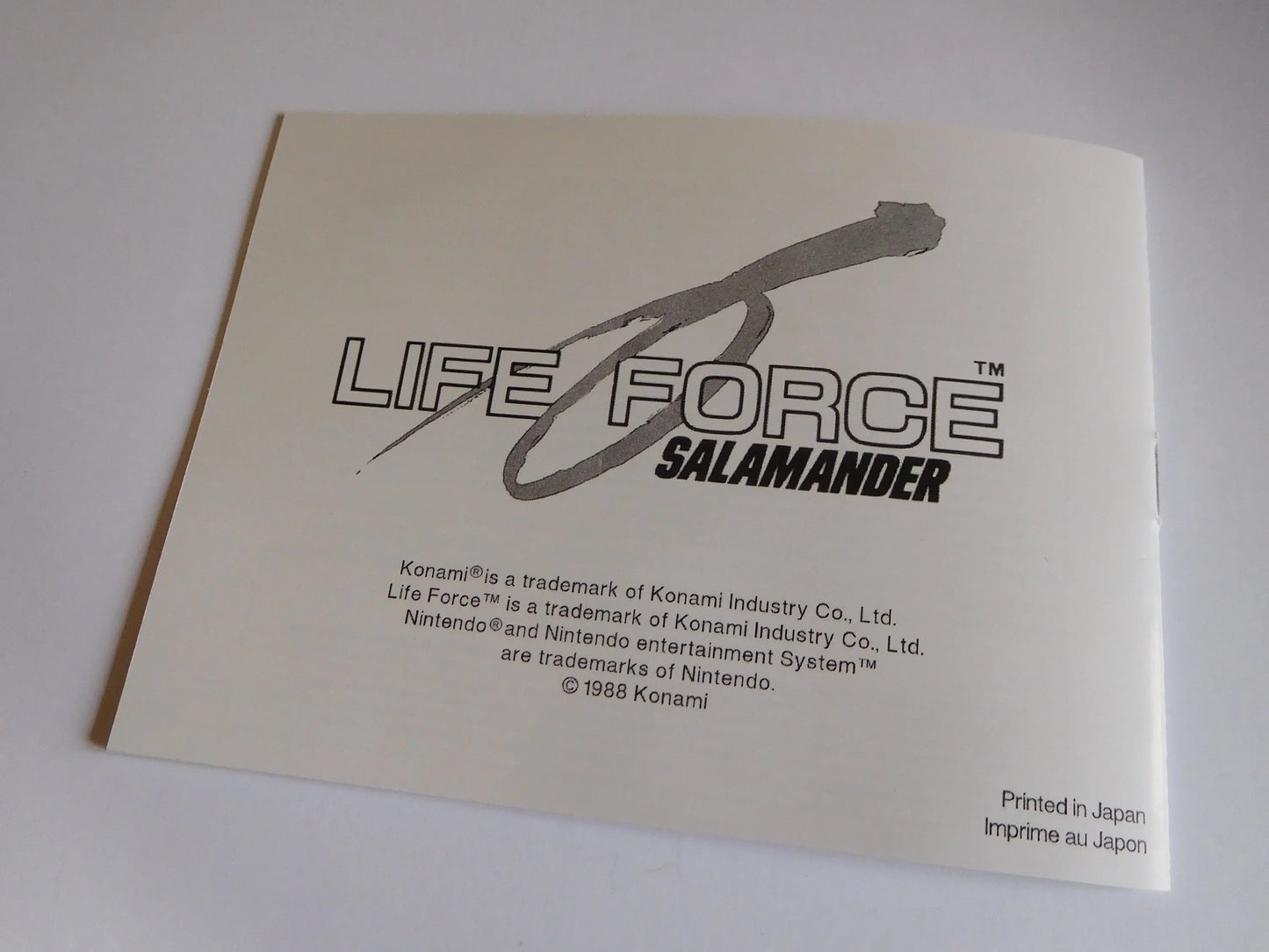 Notice Life Force Salamander NES - Français - - RGUNIVERSE STORE