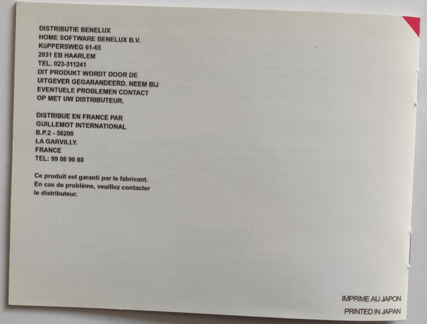 Notice Super Turrican NES - Français -