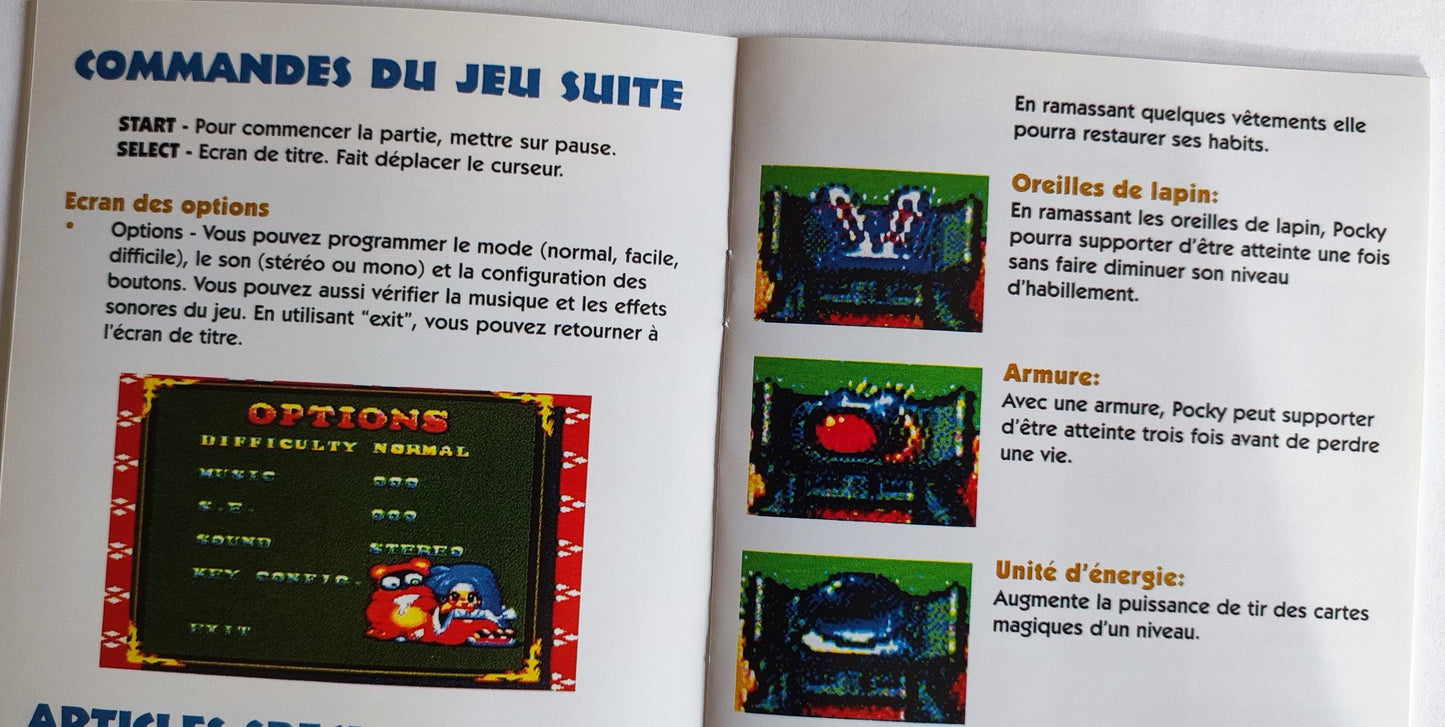Notice Pocky & Rocky 2 - SNES - Français -