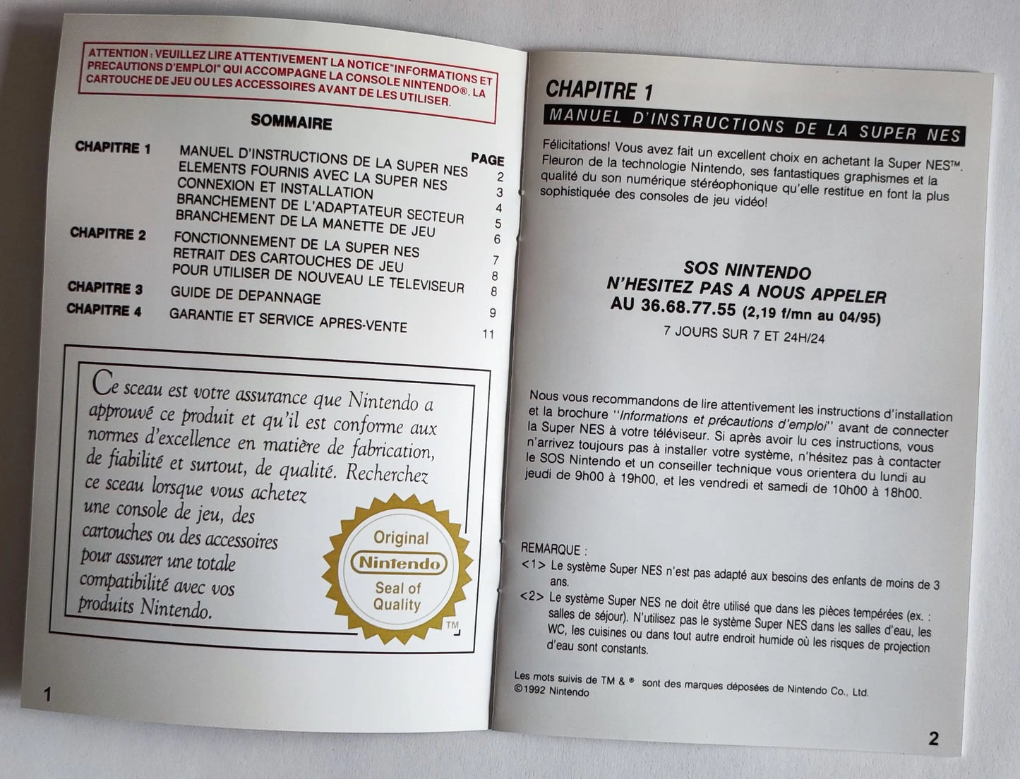 Manuel d'instructions console Super Nintendo  - Français - - RGUNIVERSE STORE