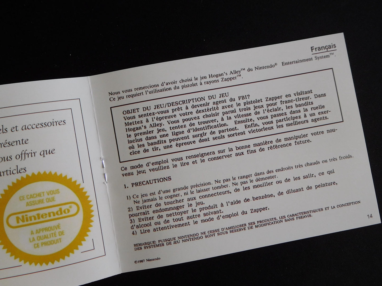 Notice Hogan's Alley - ASD - NES - Français/Anglais -