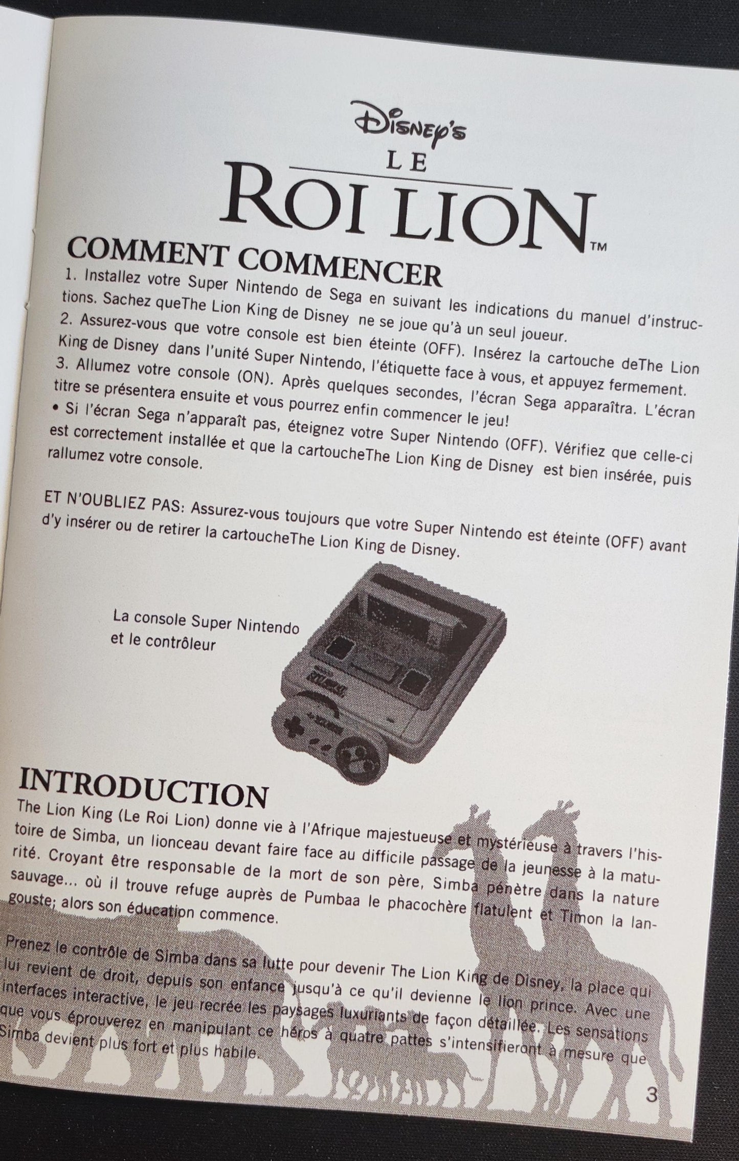 Notice Le Roi lion SNES - Français -
