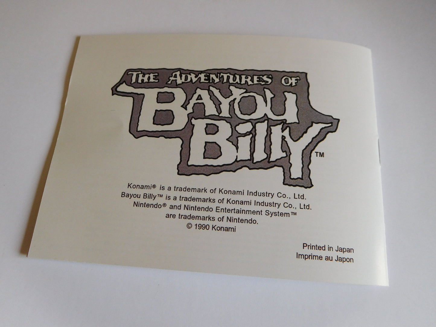 Notice The Adventures of Bayou Billy NES - Français -