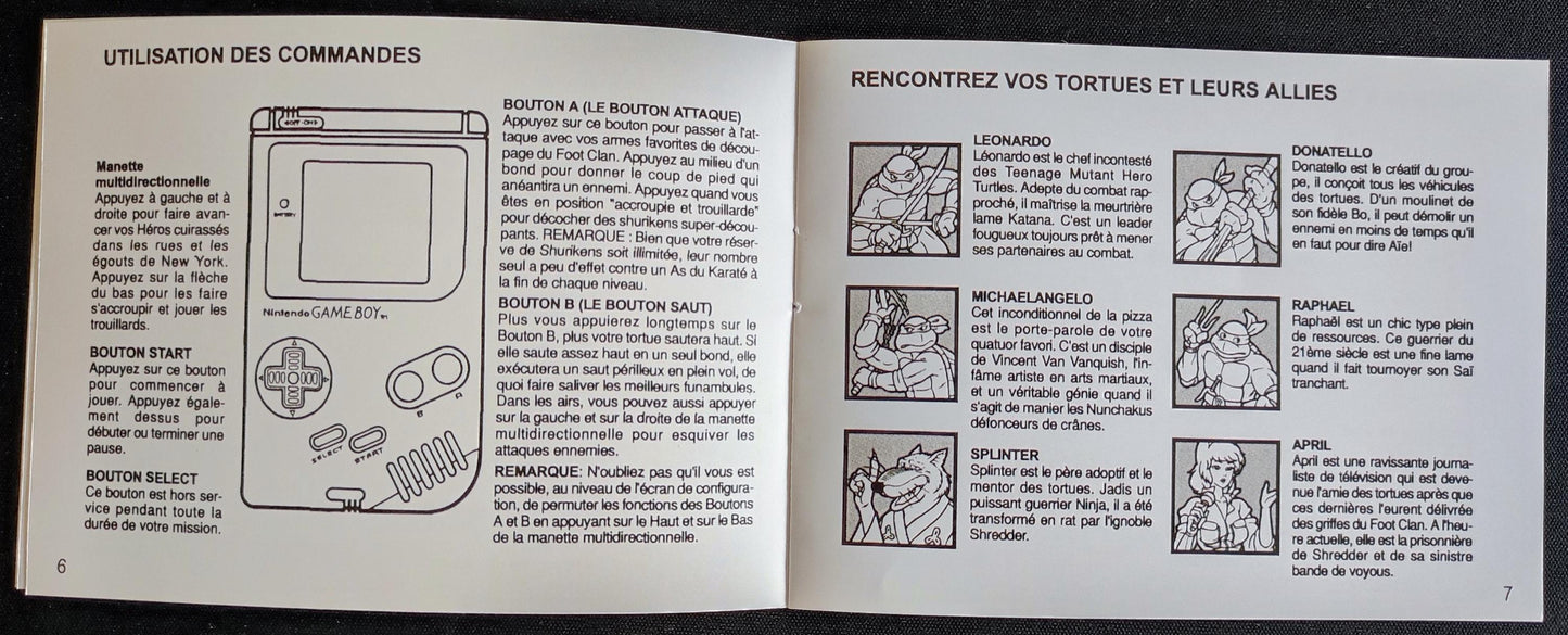 Notice Teenage Mutant Hero Turtles: Fall of the Foot Clan - Game Boy - Français -