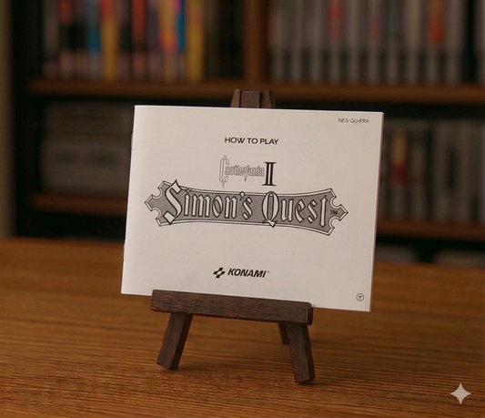 Affiche du jeu vidéo Castlevania II : Simon's Quest pour NES en version française, avec logo et illustration colorée.