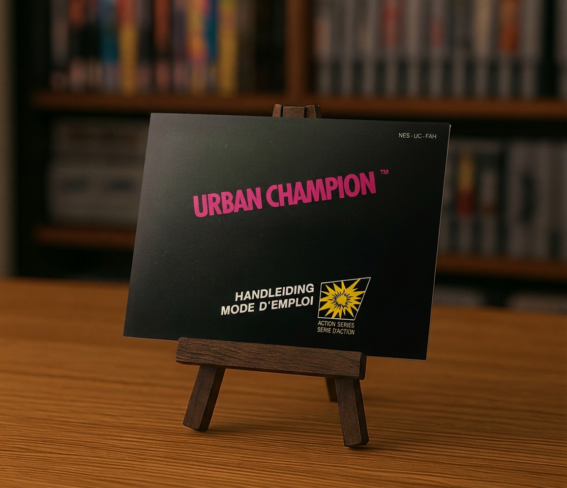 Notice Urban Champion NES en français, illustration de la jaquette du jeu vidéo rétro avec personnage en action.