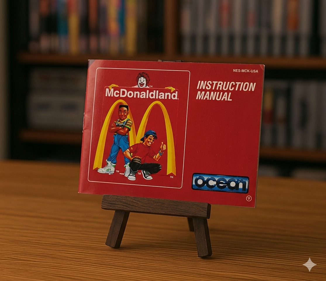 Notice McDonaldland NES en français, illustrée avec des personnages colorés de la franchise McDonaldland.