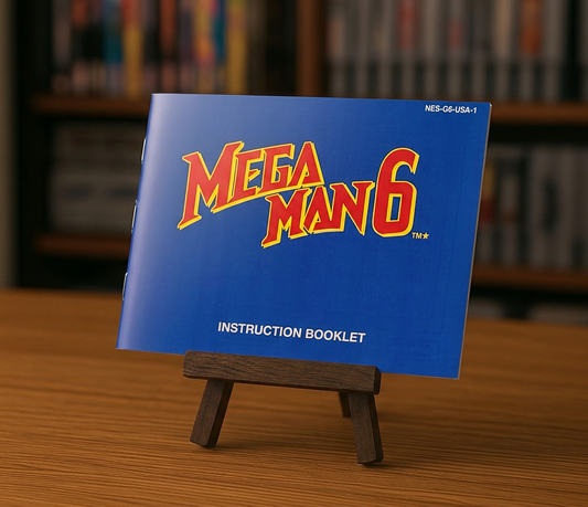 Notice Mega Man 6 NES en anglais, document officiel avec images et textes du jeu vidéo classique.