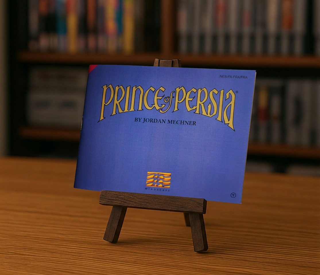 Capture d'écran du jeu vidéo Prince of Persia NES en français, affichant le titre et le logo du jeu rétro.