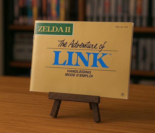 Notice du jeu NES Zelda II : L'aventure de Link en français et néerlandais, avec illustration de la couverture du jeu.