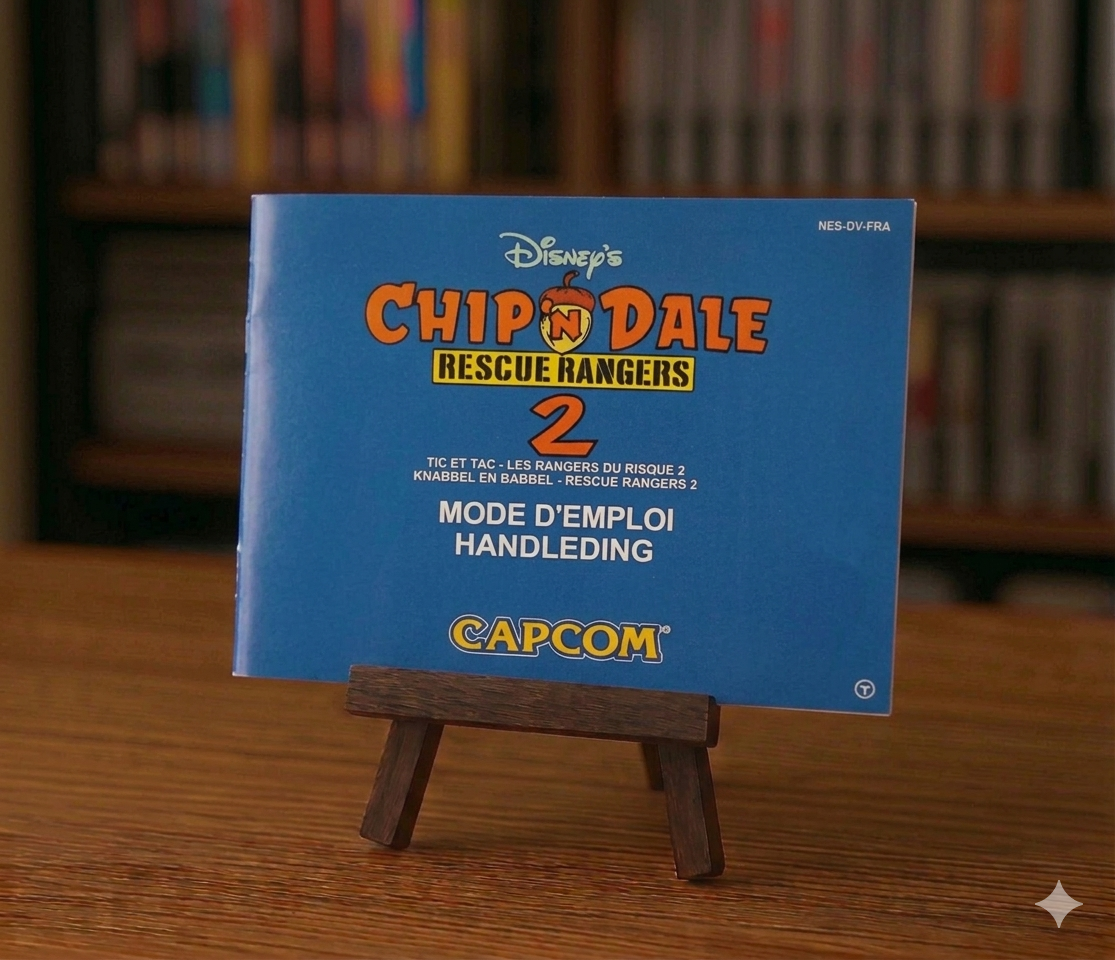 Jeu vidéo Disney Chip'n Dale Rescue Rangers 2 NES en français avec illustration de Chip et Dale sur la jaquette.