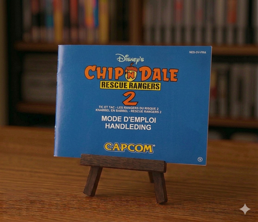 Jeu vidéo Disney Chip'n Dale Rescue Rangers 2 NES en français avec illustration de Chip et Dale sur la jaquette.
