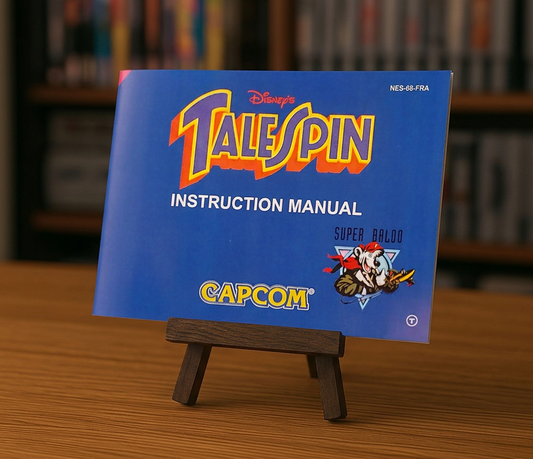 Notice Disney TaleSpin NES en français, jeu vidéo rétro pour console Nintendo Entertainment System, avec boîte et cartouche visible