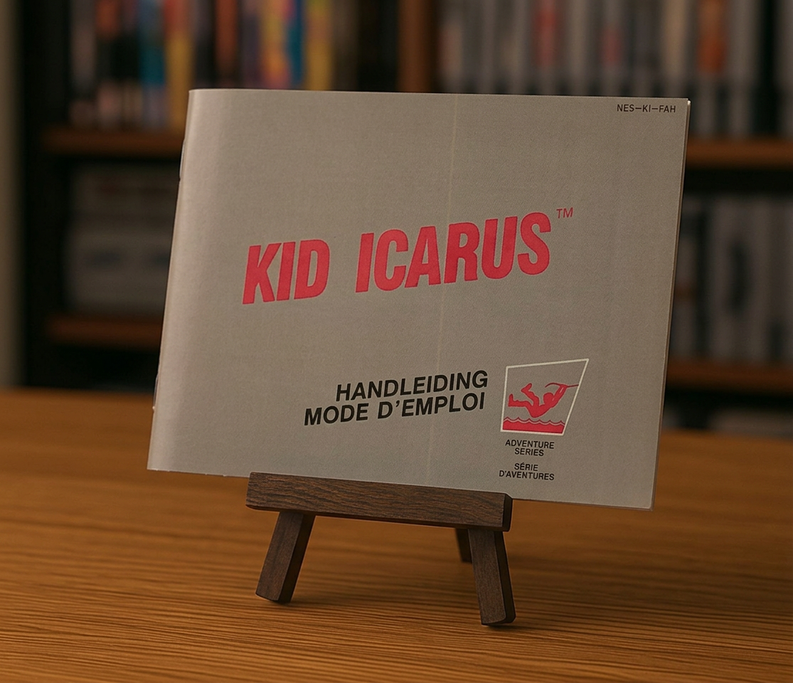 Notice en français et néerlandais pour le jeu NES Kid Icarus, image de la couverture ou du manuel du jeu.
