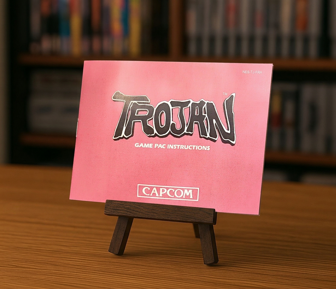 Notice Trojan NES en français, affichée dans une image claire avec texte visible, pour jeux vidéo rétro et accessoires.