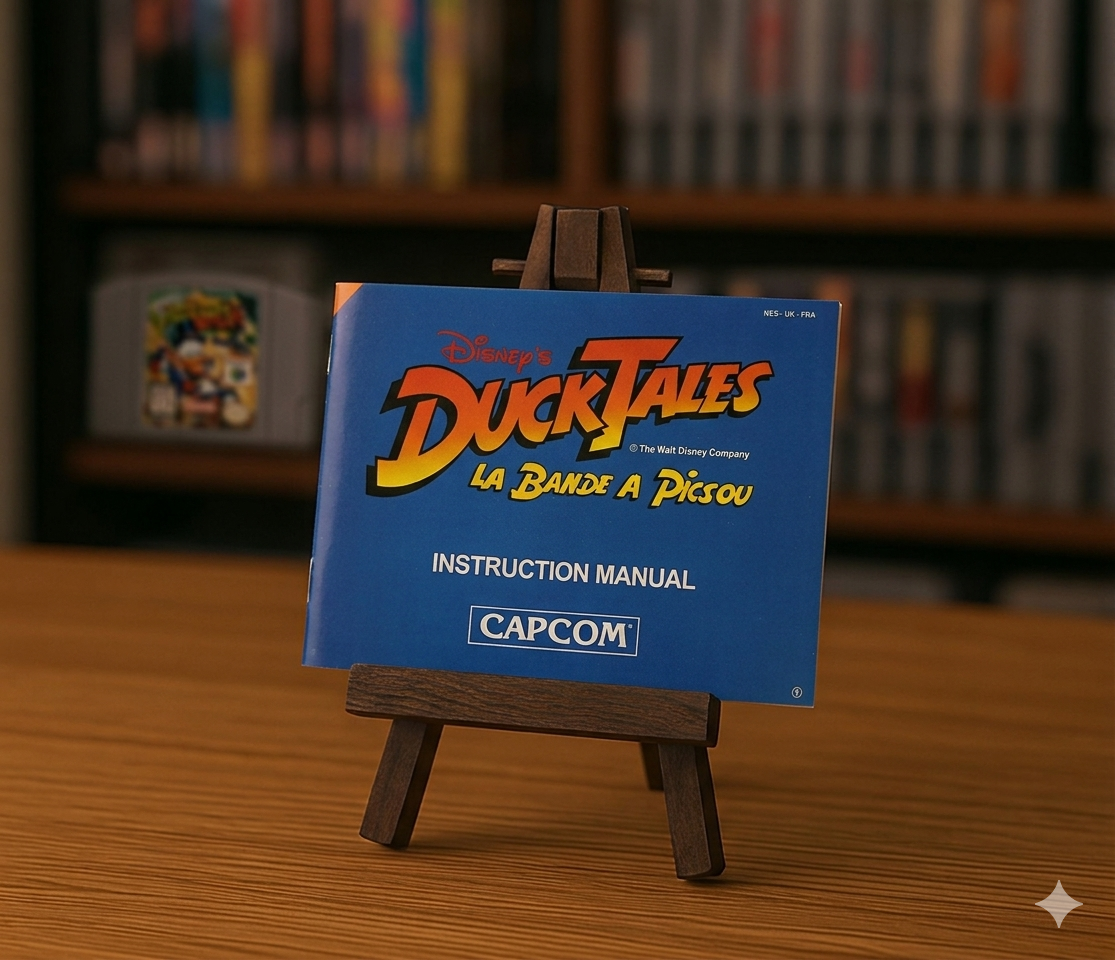 Notice du jeu vidéo Disney DuckTales NES en français, illustrée avec la jaquette du jeu rétro.