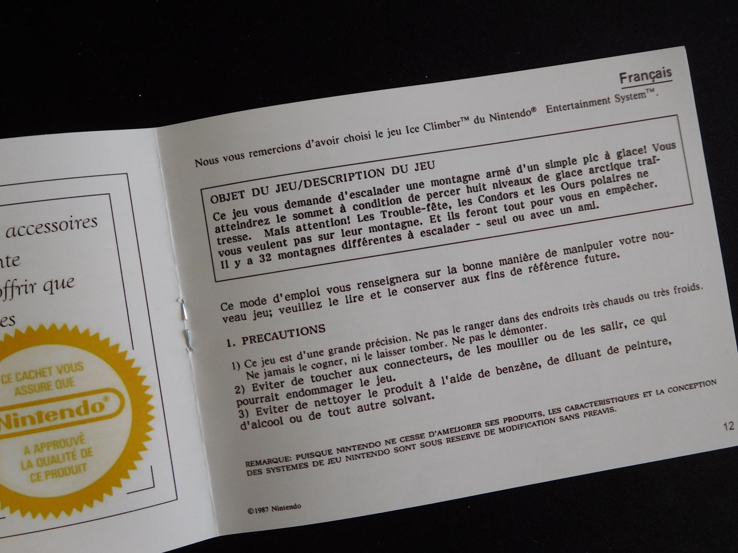 Notice Ice Climber - ASD - NES - Français/Anglais -