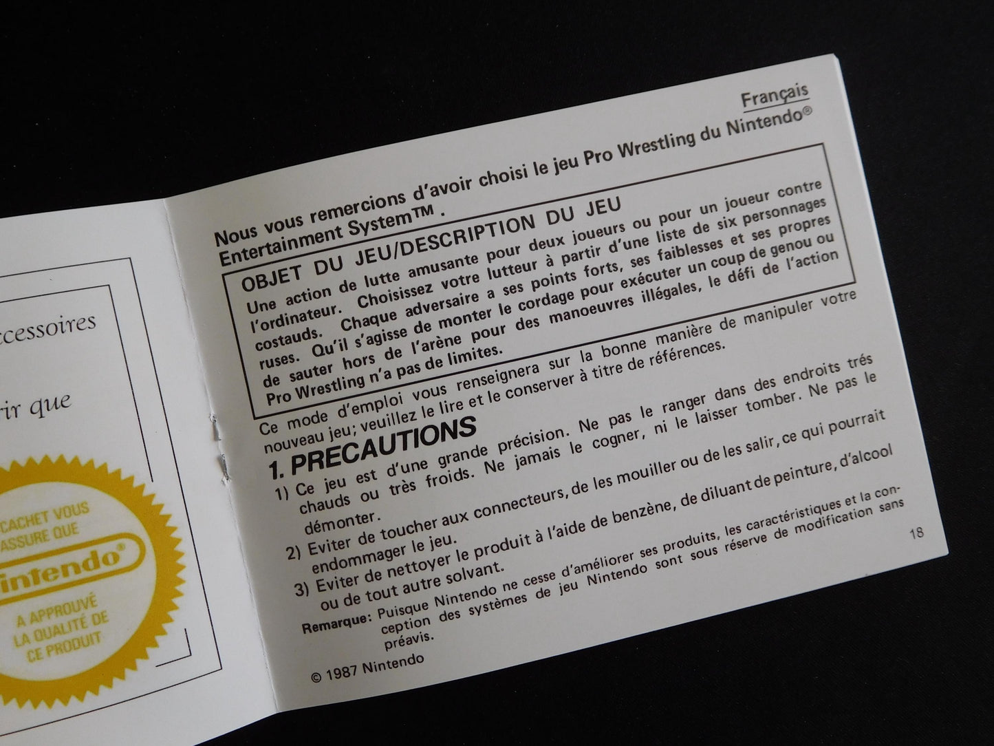 Notice Pro Wrestling - ASD - NES - Français/Anglais -