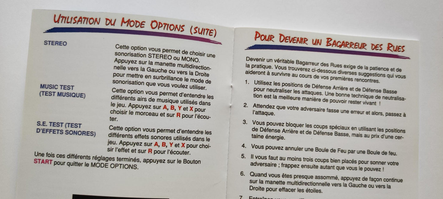 Notice Street Fighter II Turbo SNES - Français -