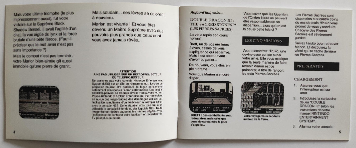 Notice Double Dragon III: The Rosetta Stone NES - Français -