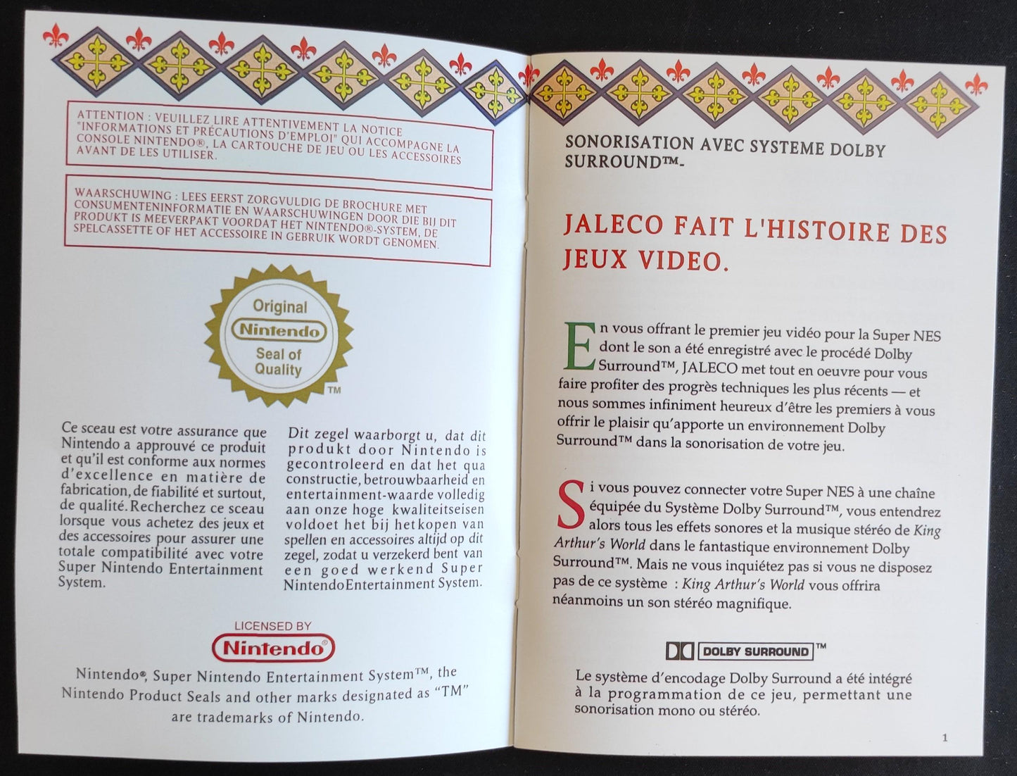 Notice King Arthur's World - SNES - Français -