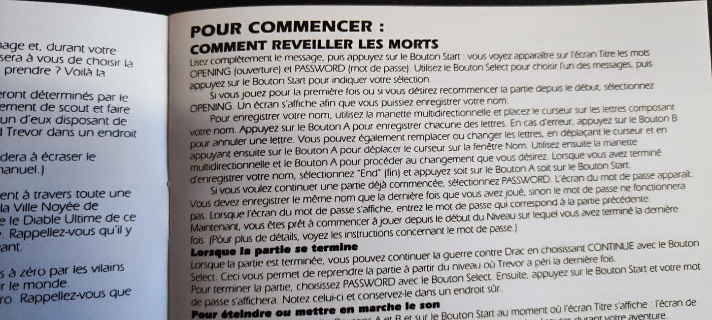 Notice Castlevania III: Dracula's Curse NES - Français -