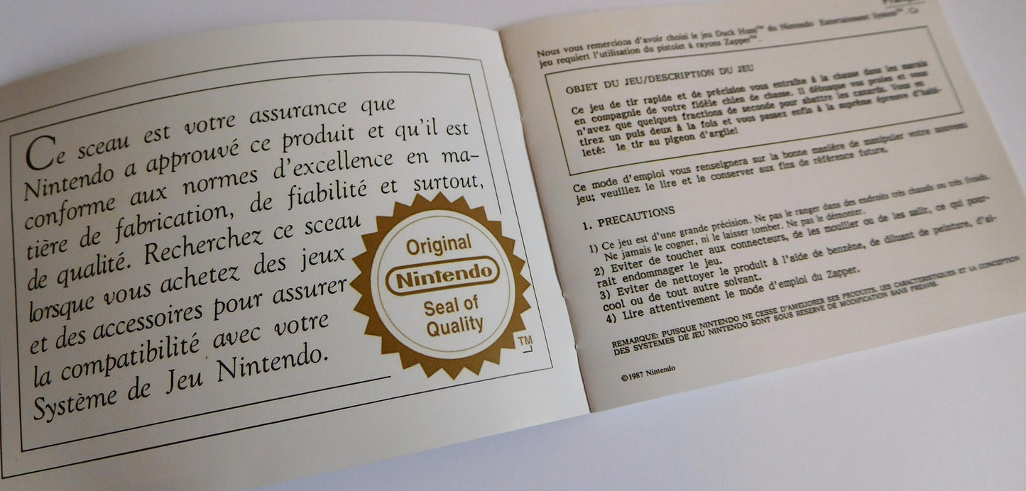 Notice Duck Hunt NES - Français -