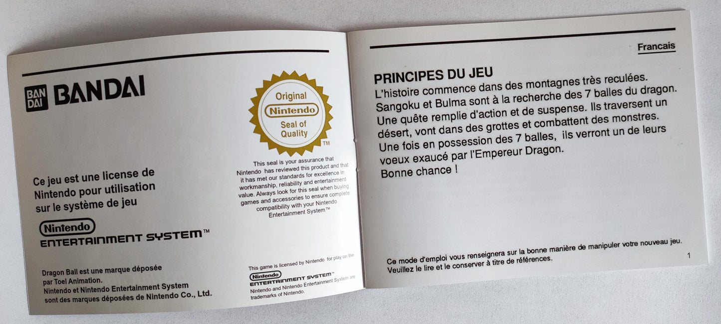 Notice Dragon Ball : Le Secret du dragon - NES - Français -