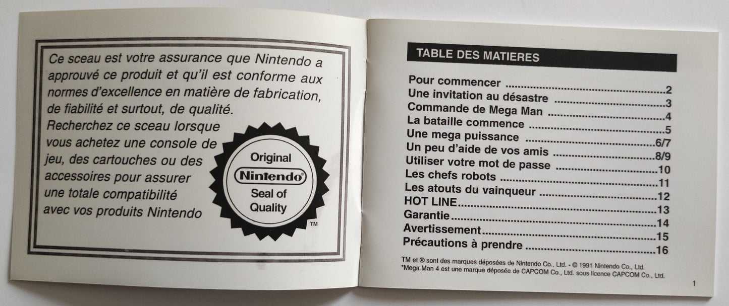 Notice Megaman 4 NES - Français -