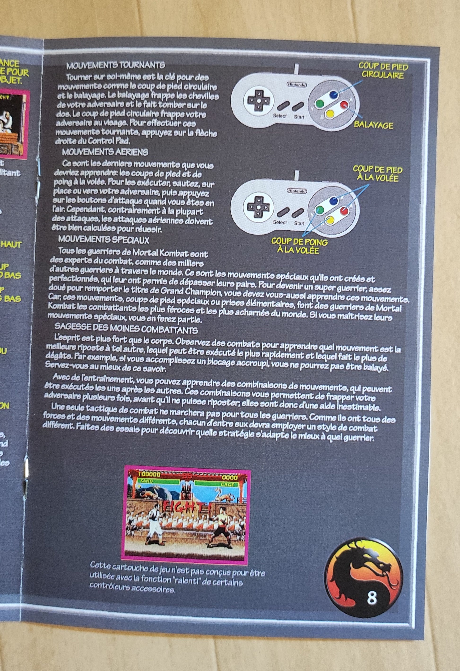 Notice Mortal Kombat SNES - français - RGUNIVERSE STORE
