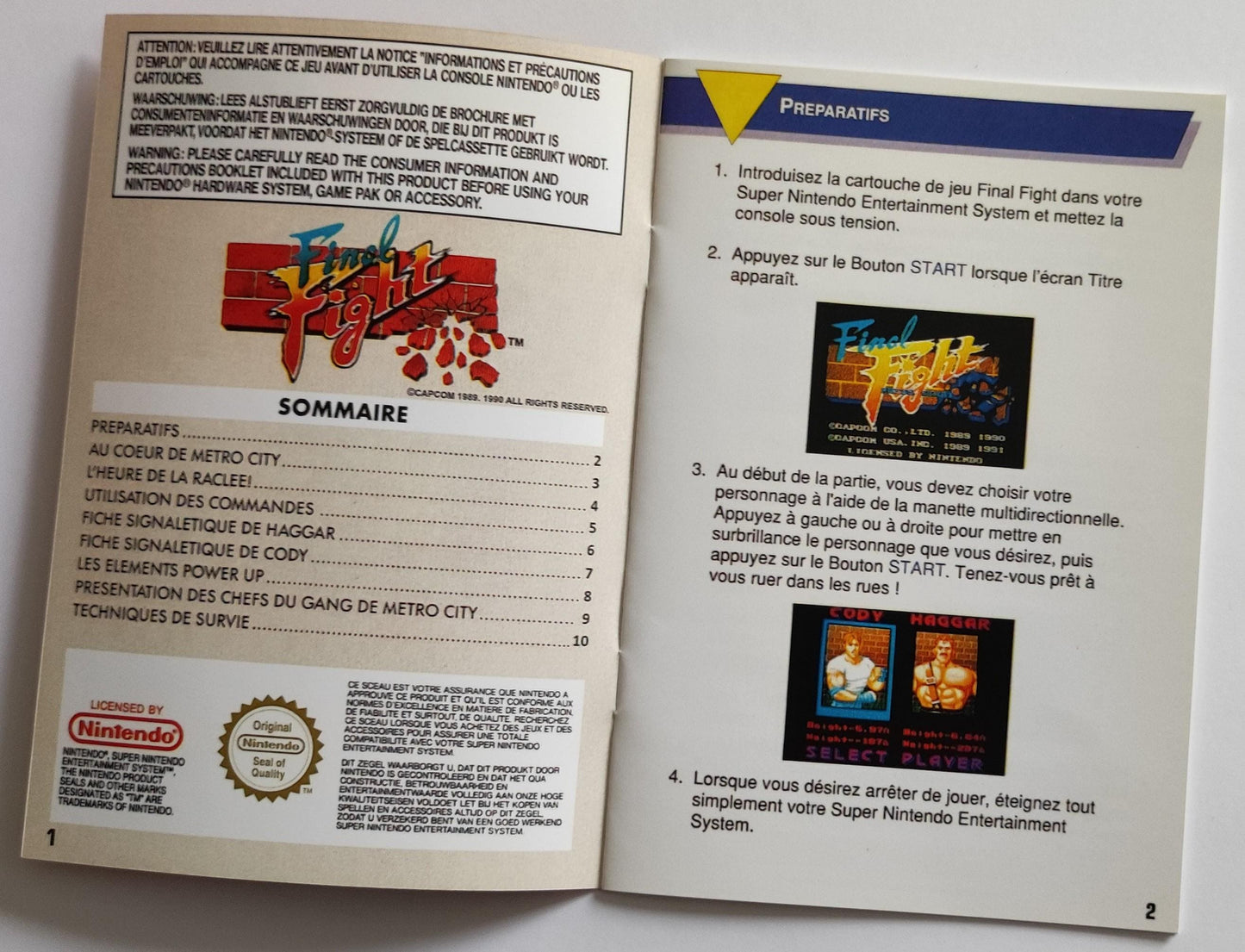 Notice Final Fight SNES - Français -