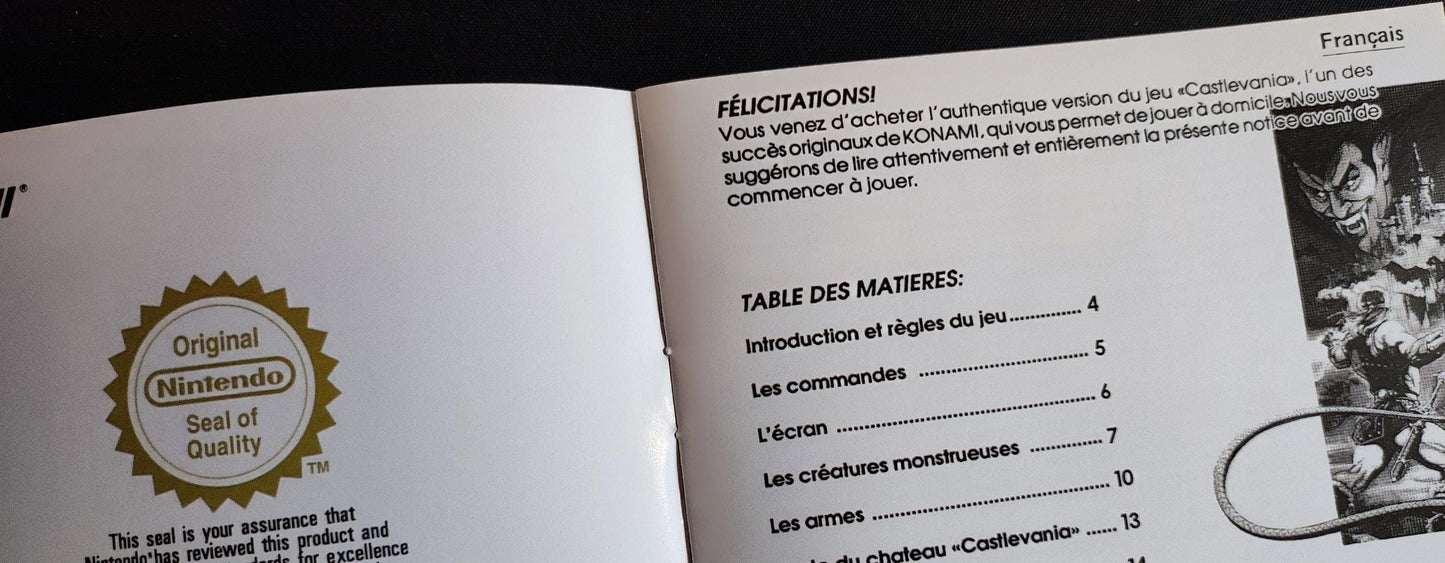 Notice Castlevania NES - Français -