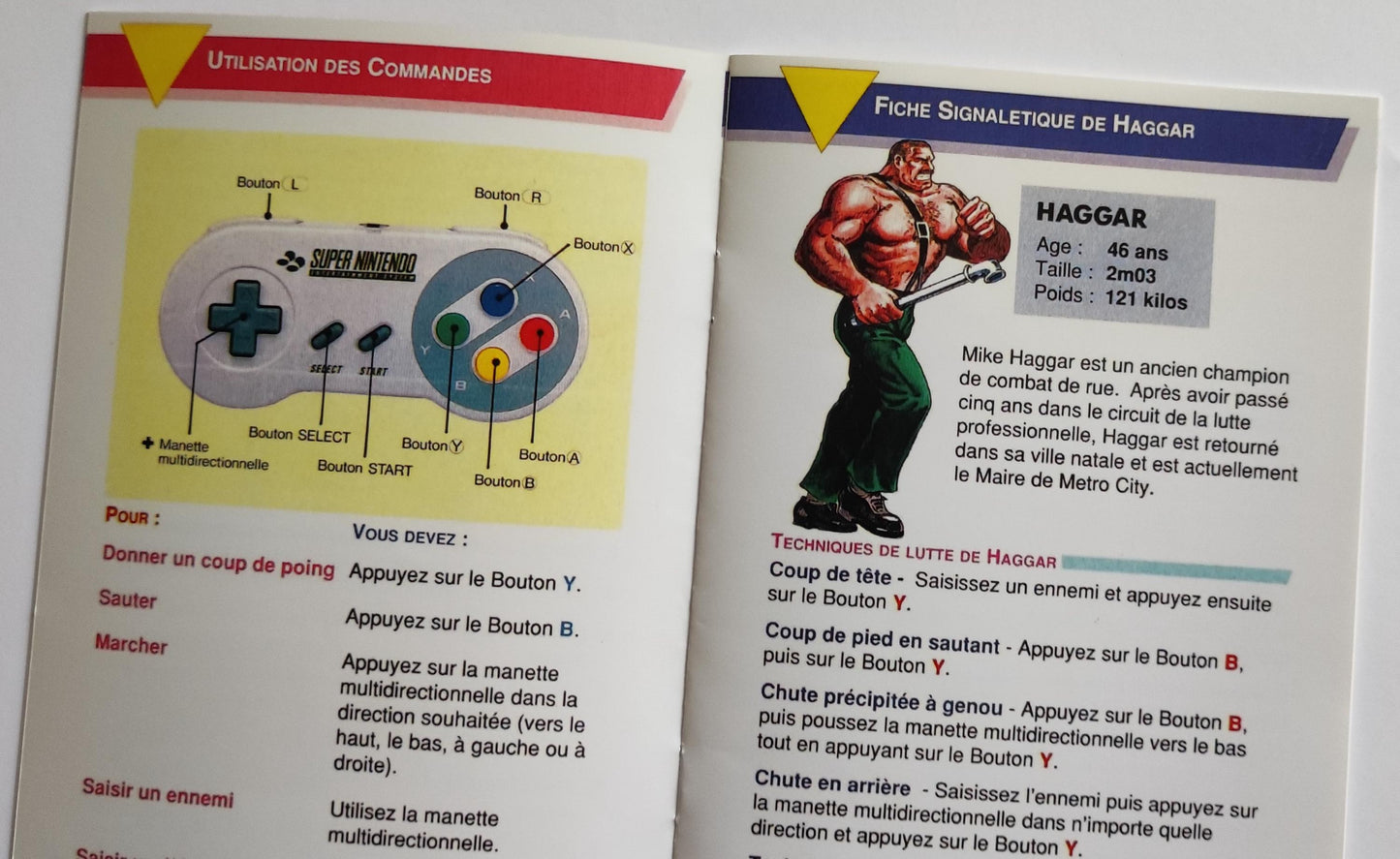 Notice Final Fight SNES - Français -