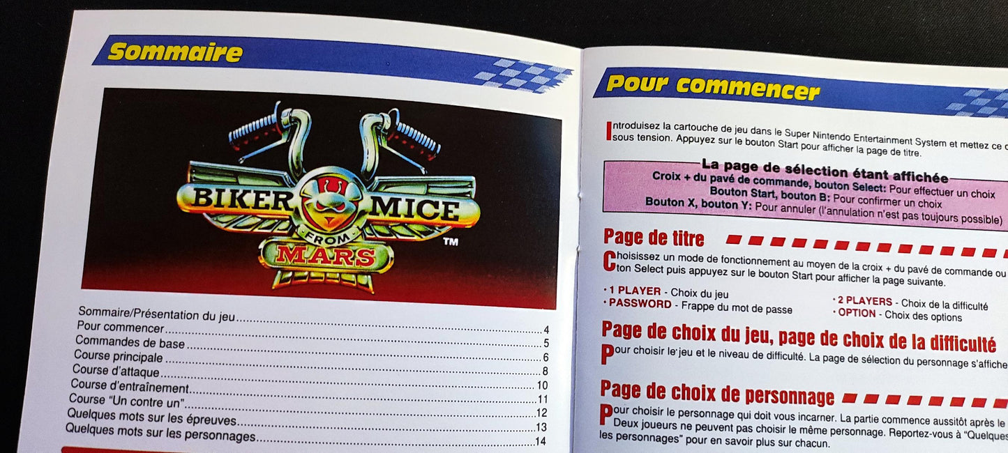 Notice Biker Mice from Mars - SNES - Français -