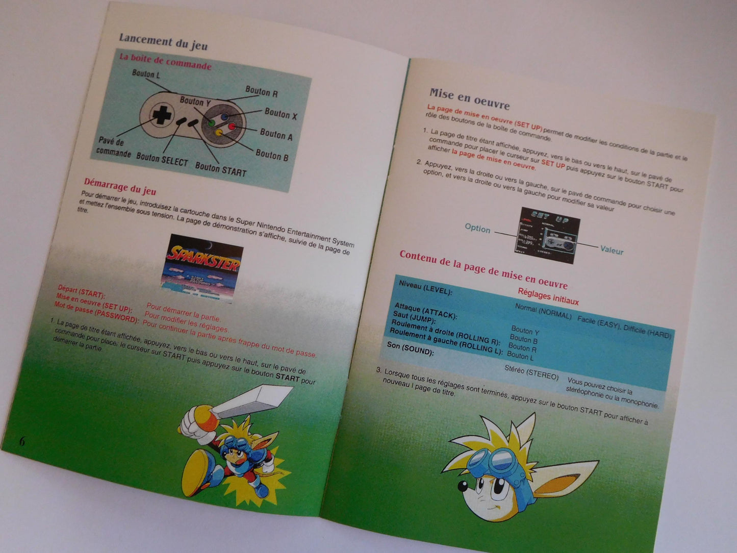 Notice Sparkster - SNES - Français -