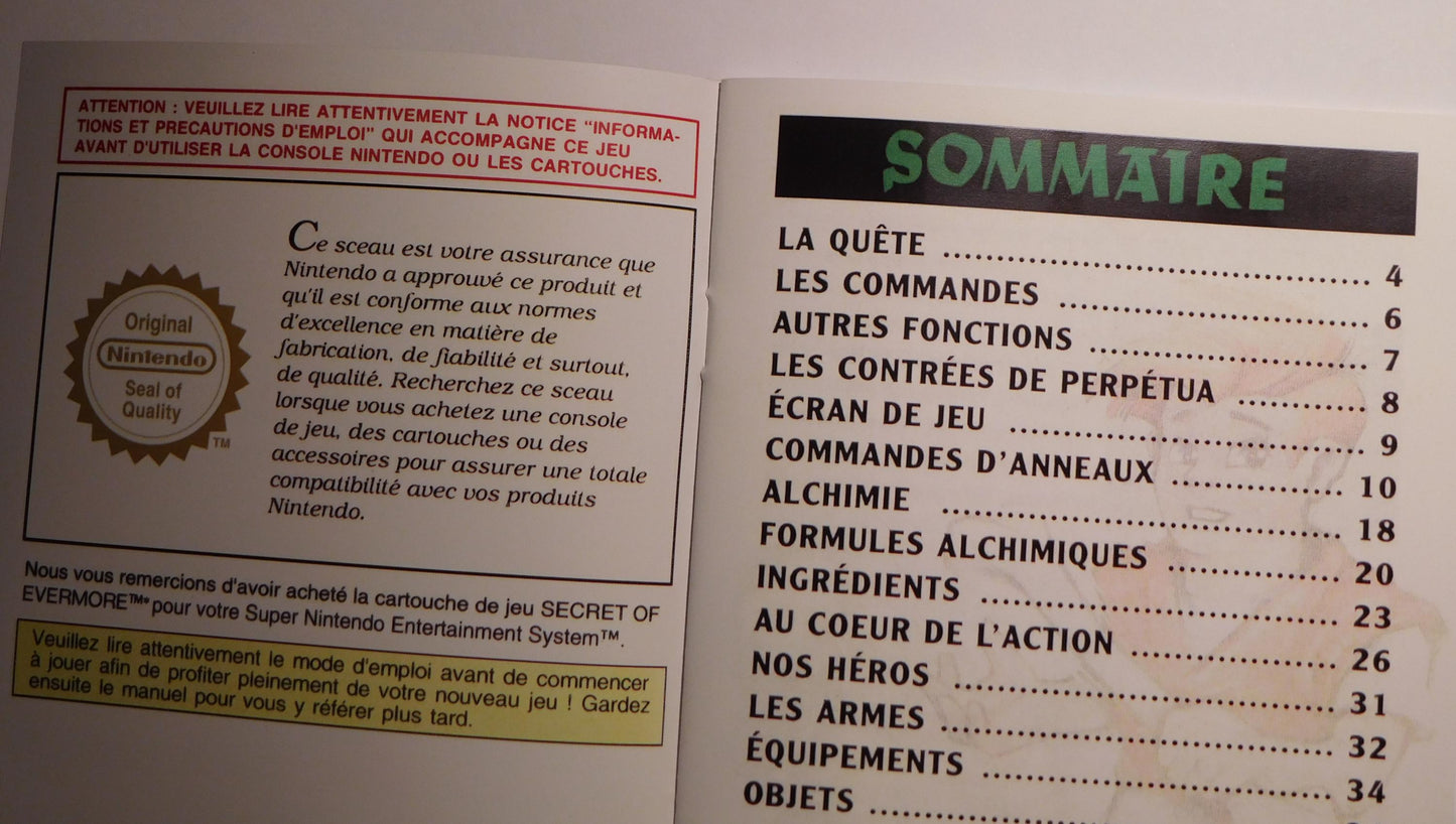 Notice Secret of Evermore - SNES - Français -