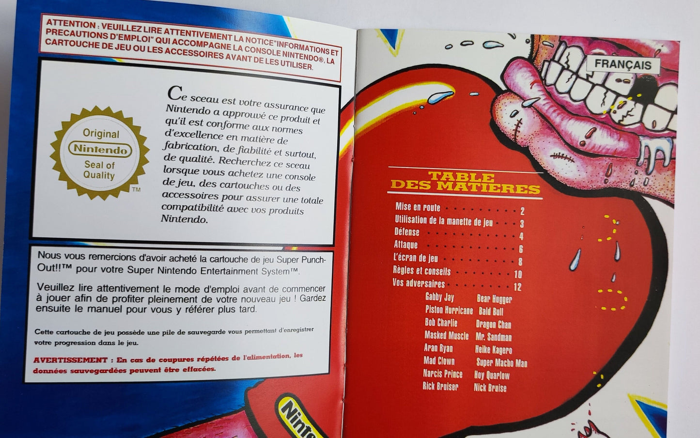 Notice Super Punch-Out!! SNES - Français -