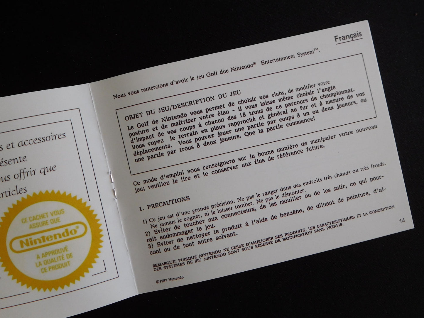 Notice Golf - ASD - NES - Français/Anglais -