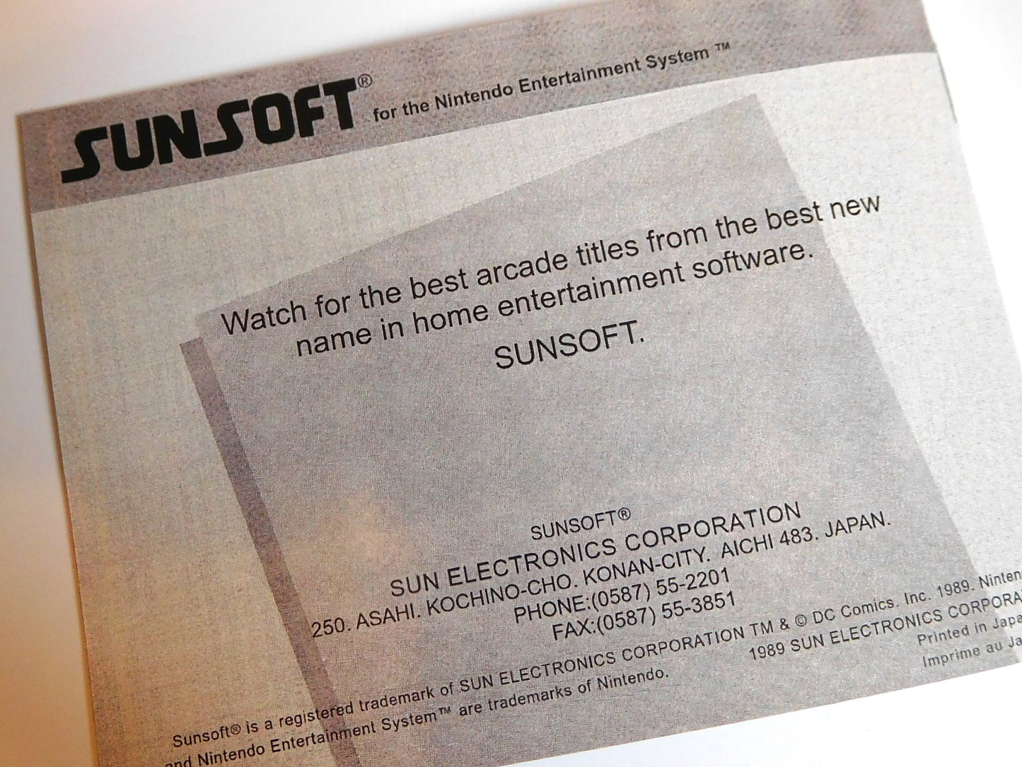 Notice Batman: The Video Game NES - Français -