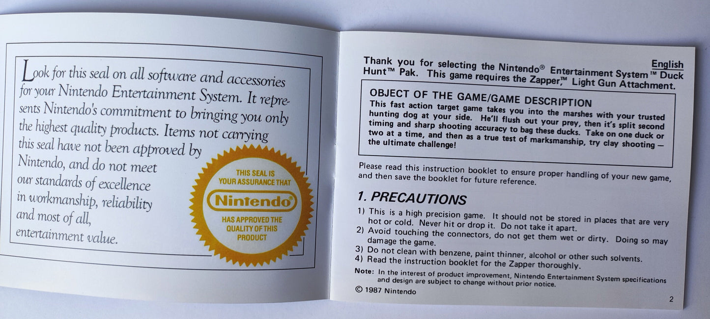 Notice Duck Hunt- ASD - NES - Français/Anglais -