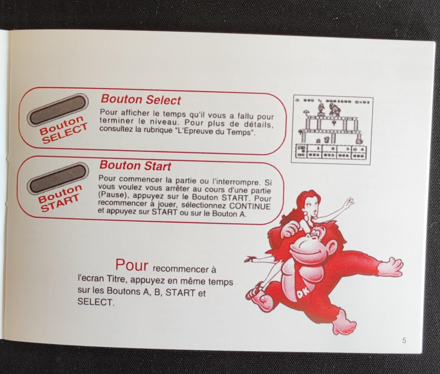 Notice Donkey Kong - Game Boy - Français -