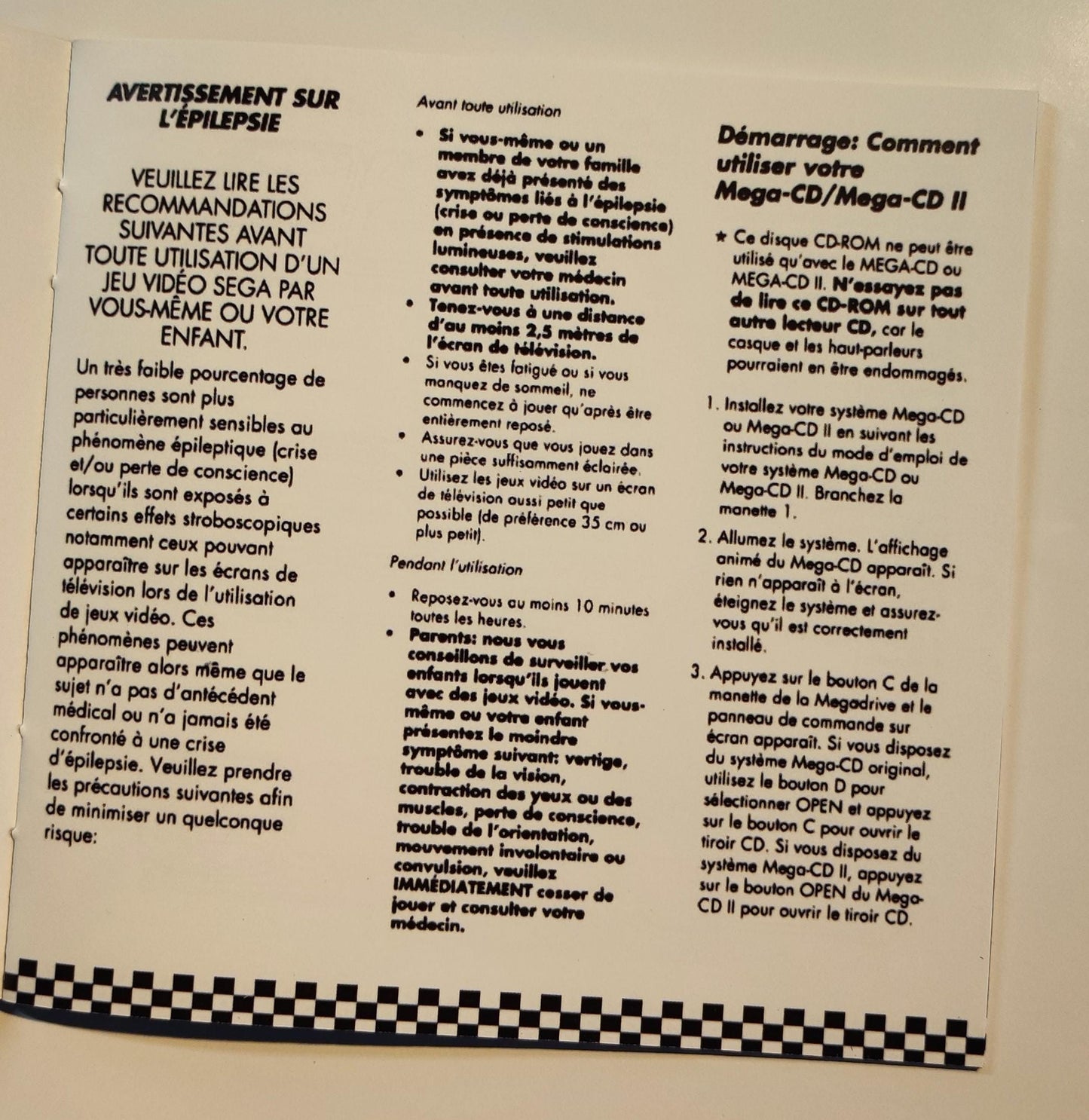 Notice Sonic Sega MegaCD - Français -