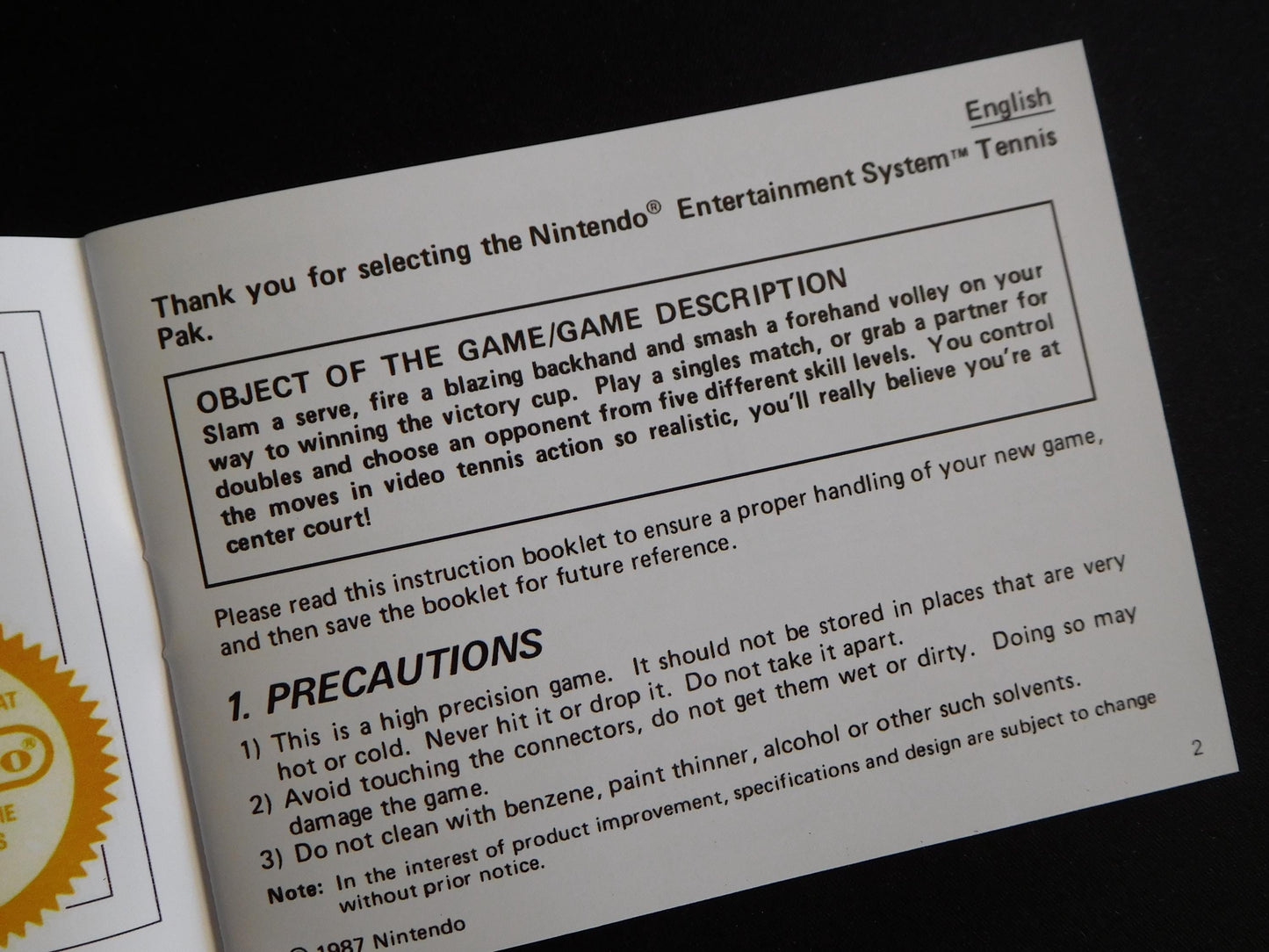 Notice Tennis - ASD - NES - Français/Anglais -