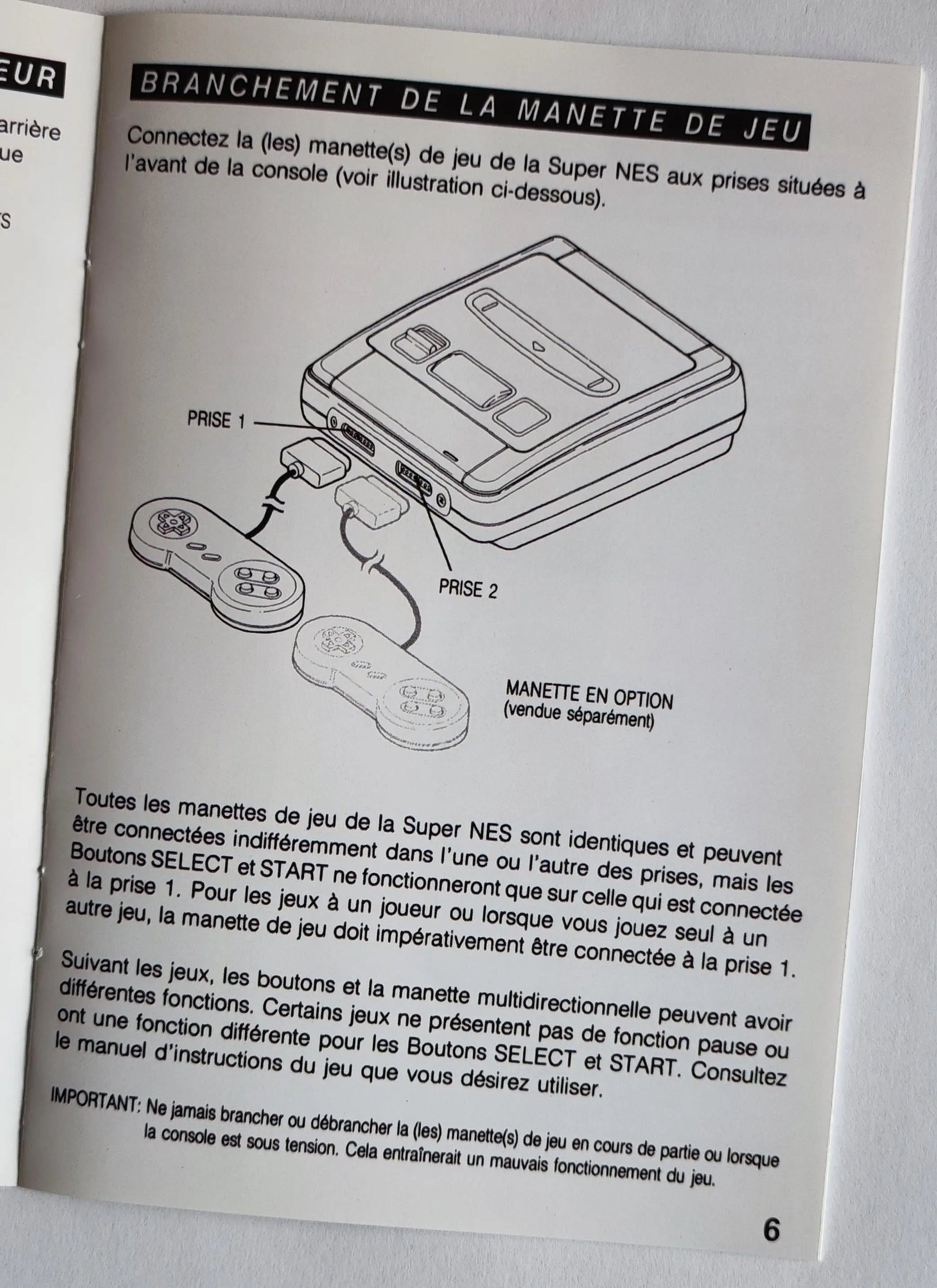 Manuel d'instructions console Super Nintendo  - Français - - RGUNIVERSE STORE