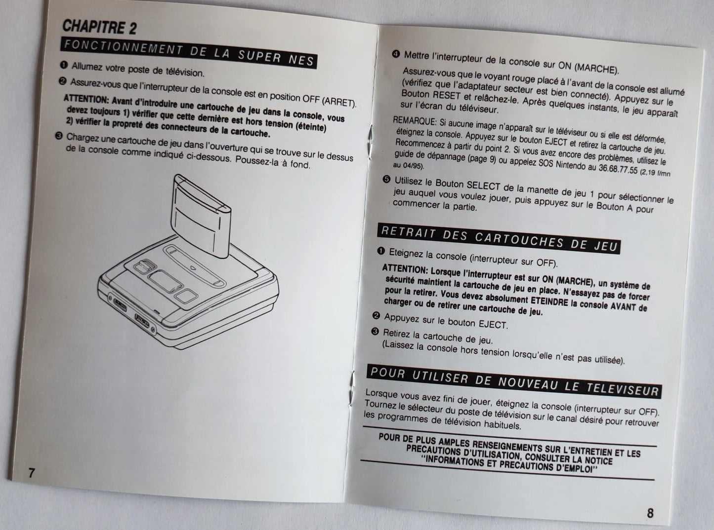 Manuel d'instructions console Super Nintendo  - Français - - RGUNIVERSE STORE